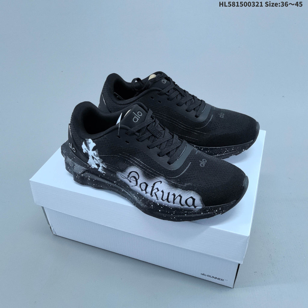 Alo Yoga Alo Runner Graphic Running Sneakers, in Black - product image from the listing.