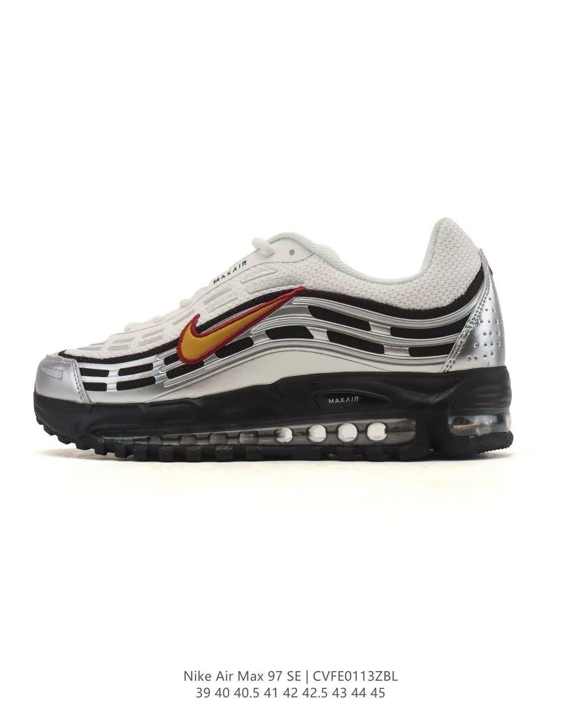 Nike Air Max 97 SE Sneakers in White Silver Gold CVFF013ZBL - product image from the listing.