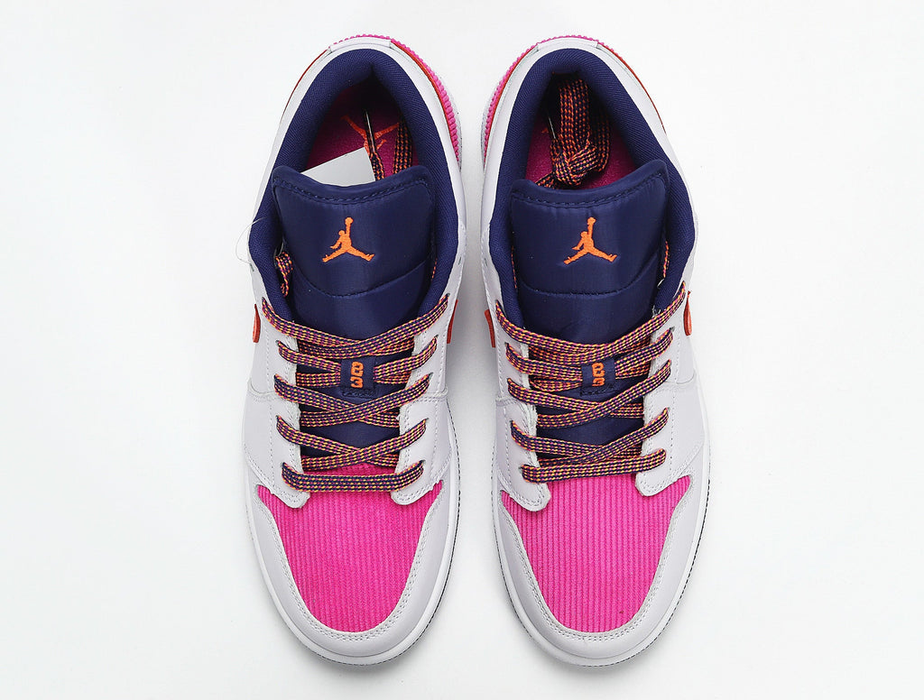 Jordan 1 Low SE Sneakers in Pink Gray Orange 554723-502 - product image from the listing.
