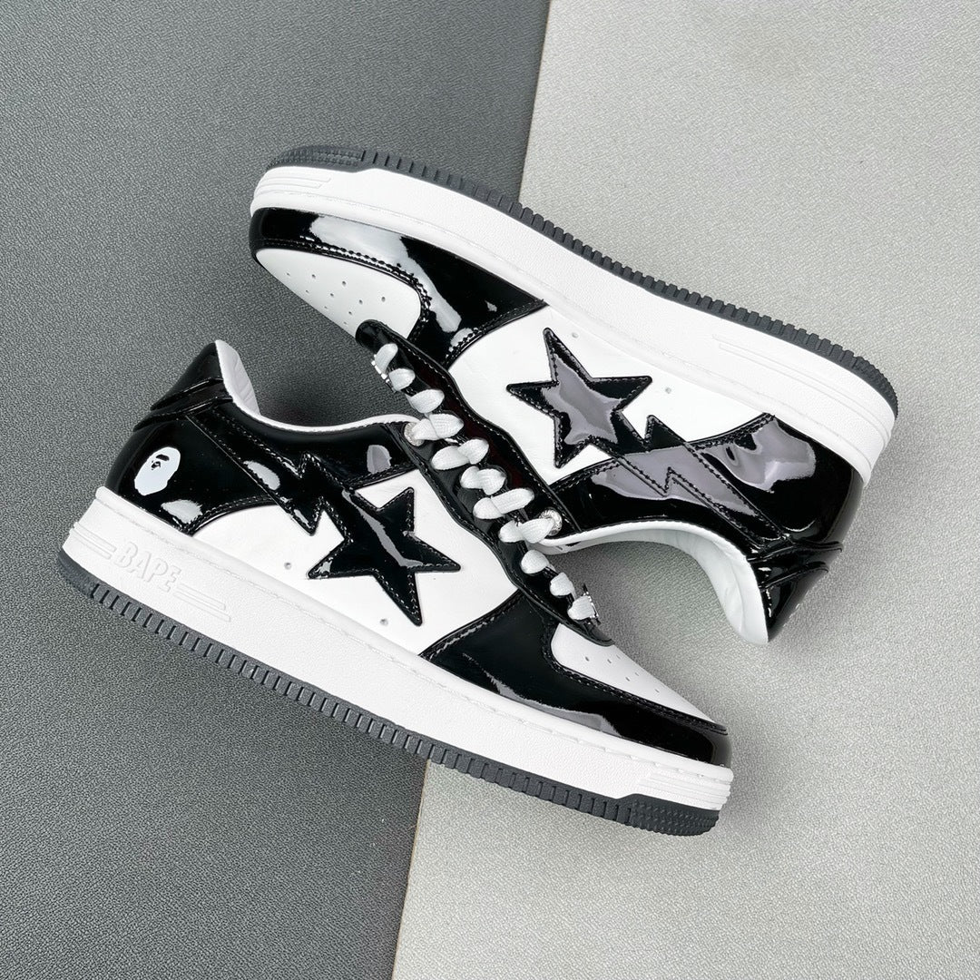 BAPE STA Low Sneakers in Black and White 1H70-191-001 - product image from the listing.