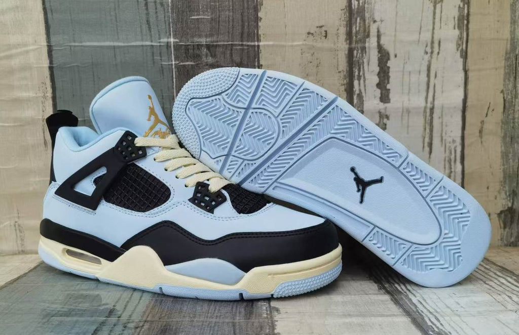 Men's Air Jordan 4 Retro - Light Blue/Black - product image from the listing.