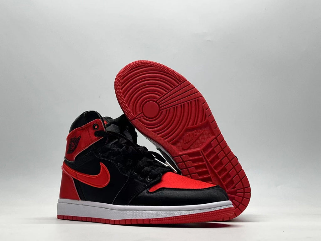 "Banned" Air Jordan 1 High OG Satin (Full-Grain & Satin) - product image from the listing.