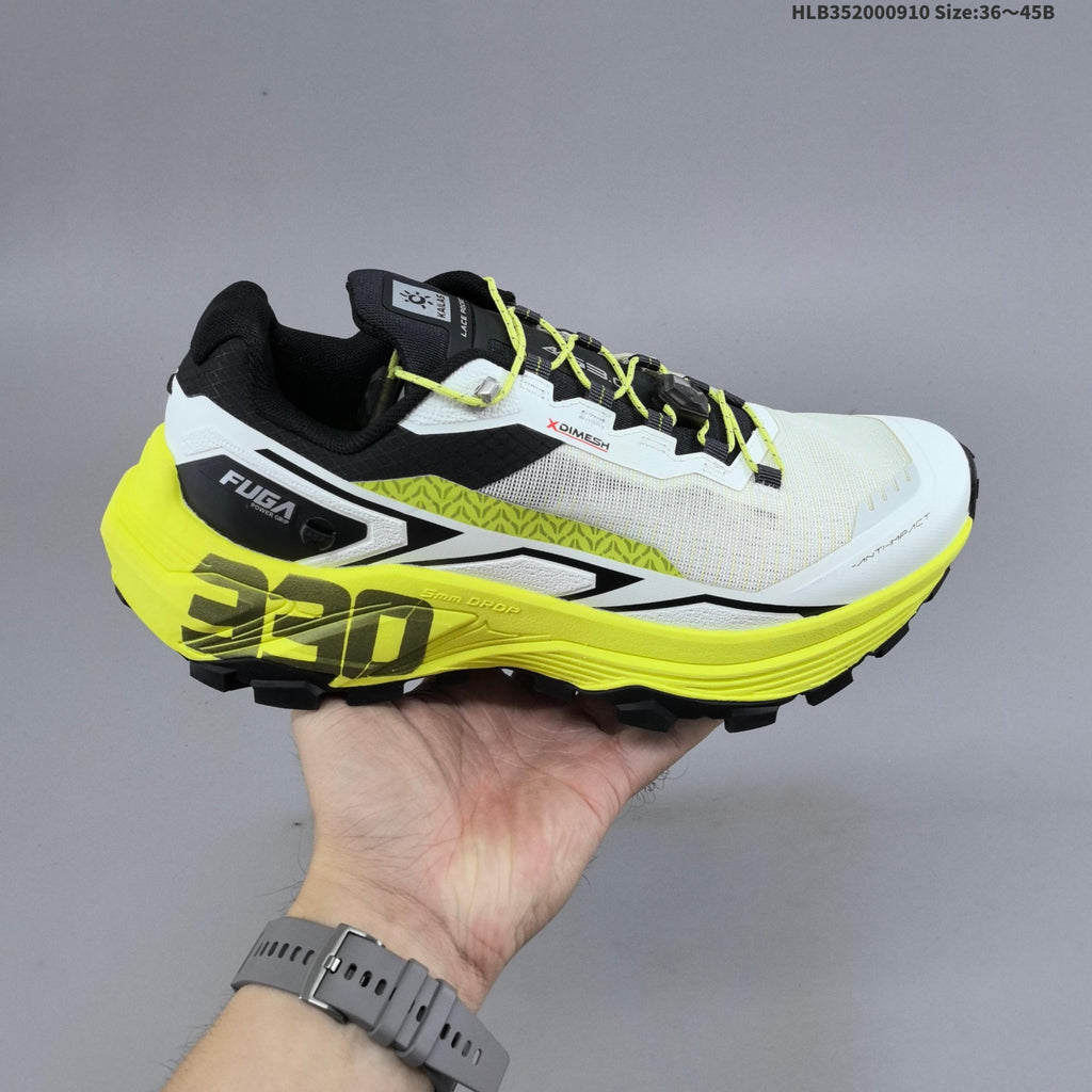 Kailas FUGA EX330 Trail Running Shoes, White and Neon in Yellow - product image from the listing.