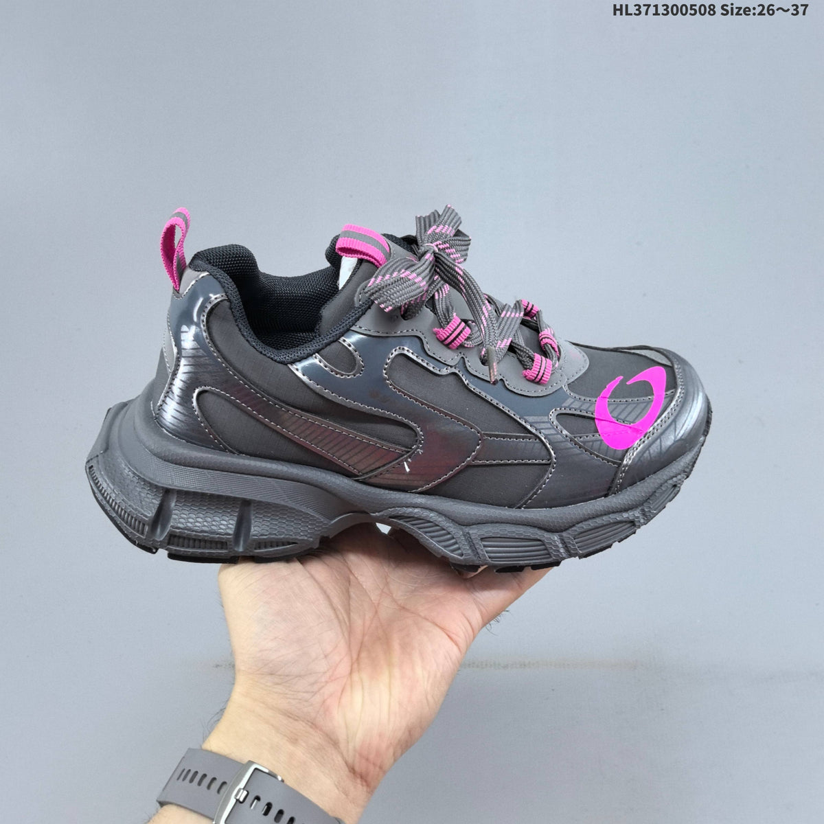 Balenciaga Kids Chunky Lace-Up Sneakers, in Silver and Charcoal - product image from the listing.