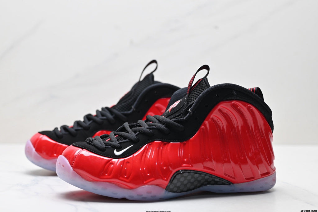 Nike Air Foamposite One Basketball Sneakers in Red and Black - product image from the listing.