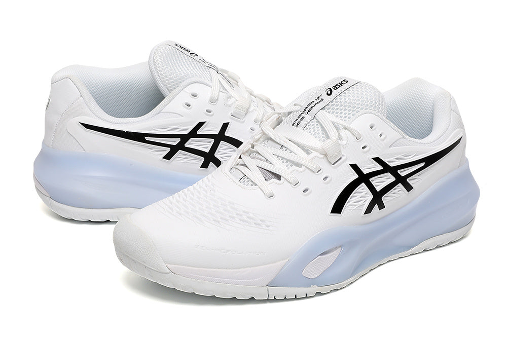 ASICS White and Black Court Trainers - product image from the listing.