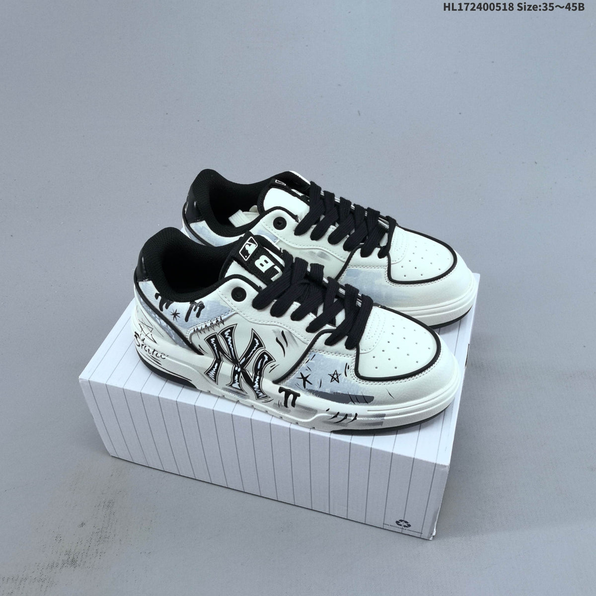 MLB Chunky Liner Low-Top Sneakers, in White and Pink - product image from the listing.