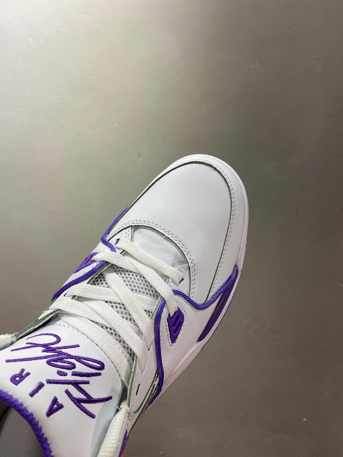 Nike Air Flight 89 Sneakers in White and Purple 652-11 - product image from the listing.