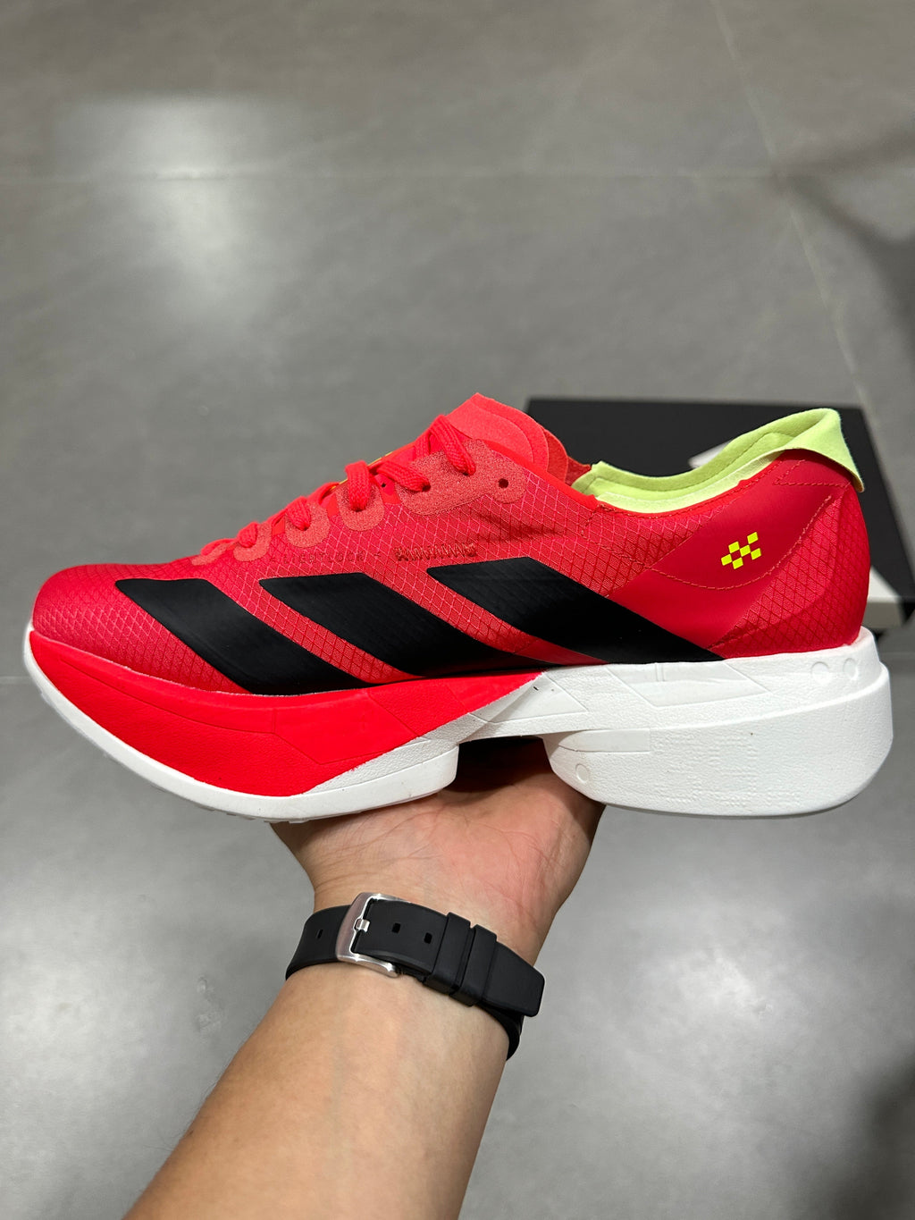 Nike Adizero Running Shoes in Red Black Volt JR6358 - product image from the listing.
