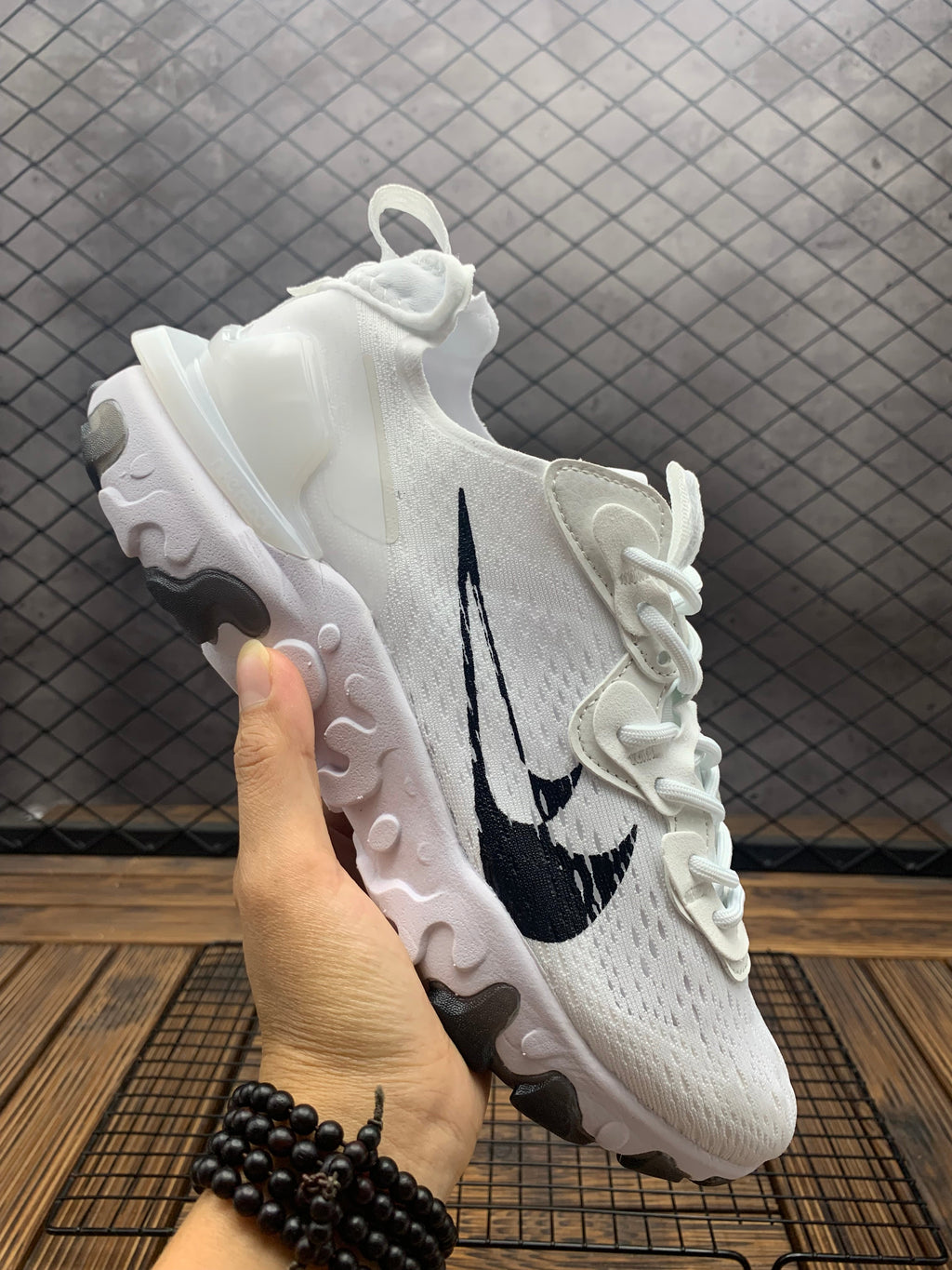 Nike React Vision Sneakers in White Black - product image from the listing.