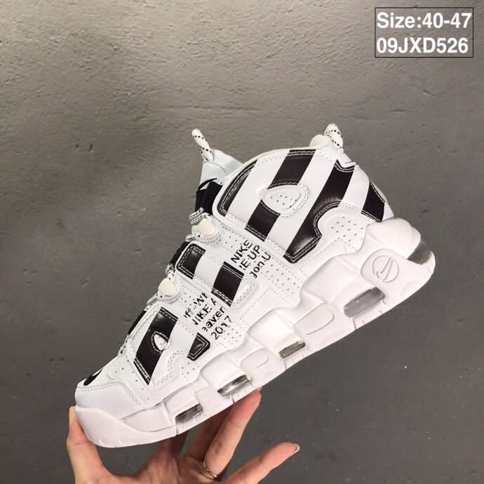 Nike Air More Uptempo Sneakers, in White and Black - product image from the listing.