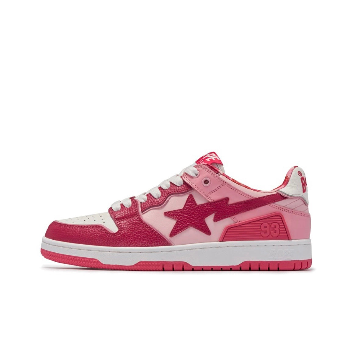Pink and Burgundy BAPE SK8 STA Sneakers - product image from the listing.