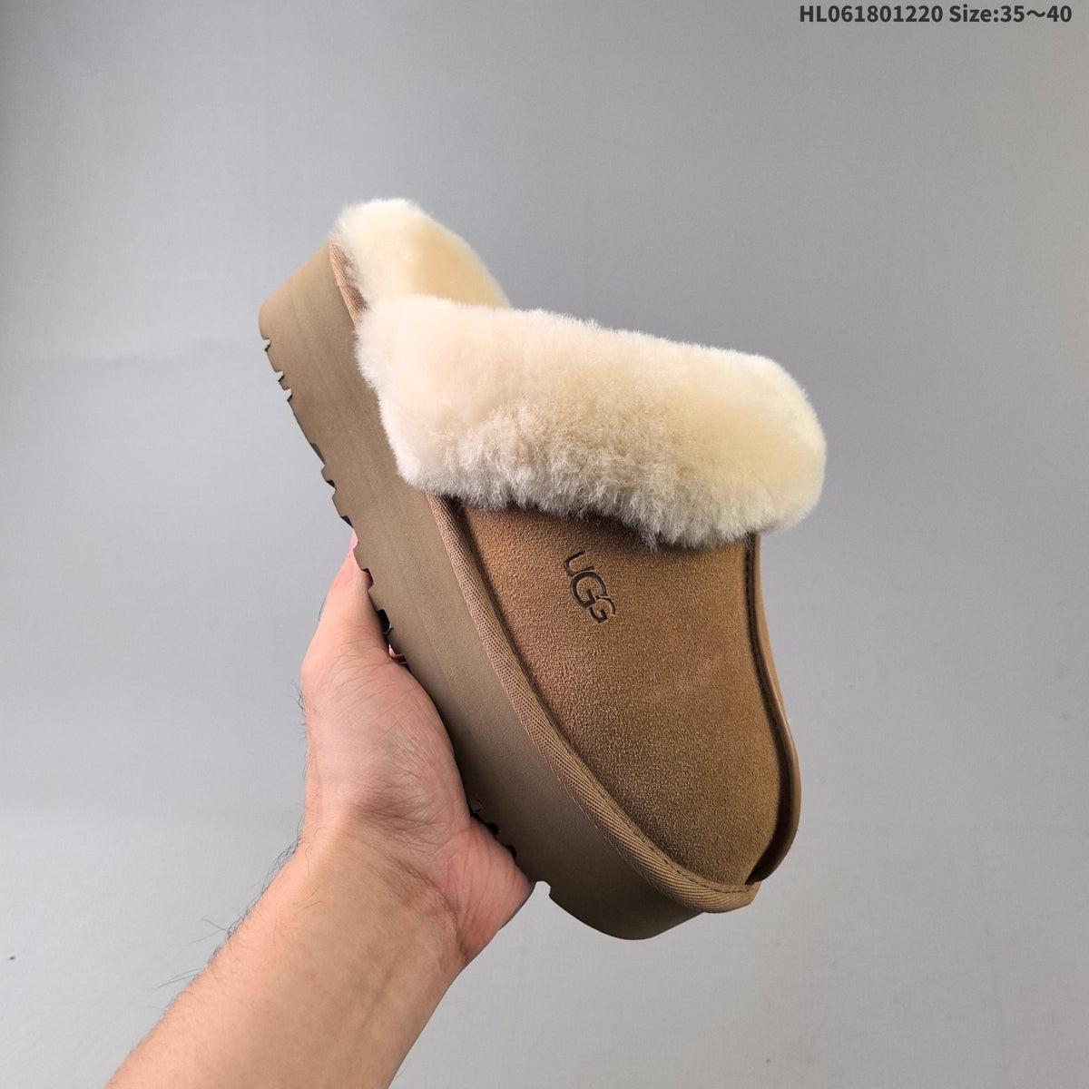 Suede-Look Faux-Fur Lined Platform Mules by UGG - product image from the listing.