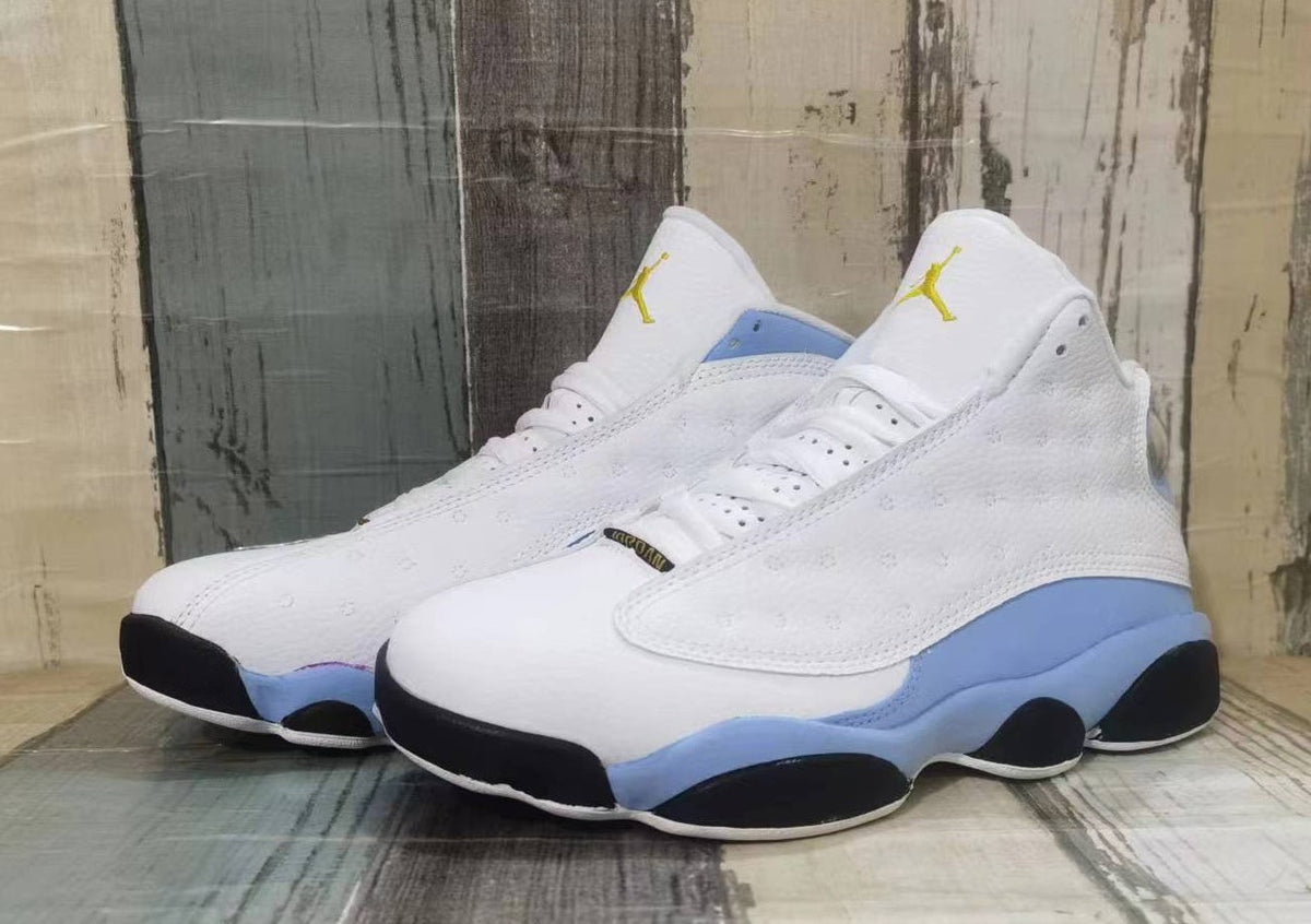 Men's Air Jordan 13 Sneakers - White & Moon Yellow - product image from the listing.