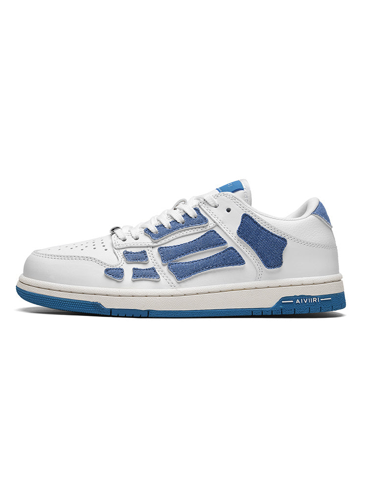 White and Denim Blue AMIRI Bone-Look Low-Top Sneakers - product image from the listing.