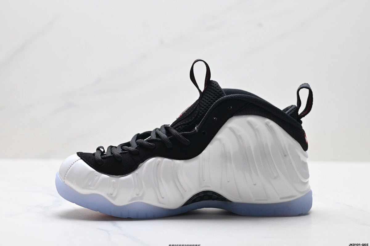 Nike Air Penny Foamposite One Sneakers in Black White Red - product image from the listing.