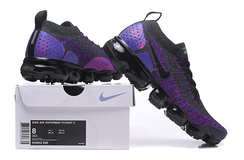 Nike Air VaporMax Flyknit 2 Sneakers in Purple Black 942842-600 - product image from the listing.