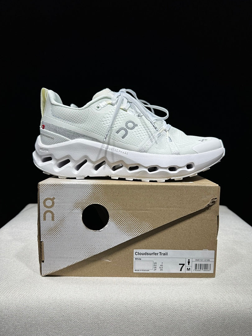 On Cloudsurfer Trail Trail Running Shoes in White - product image from the listing.