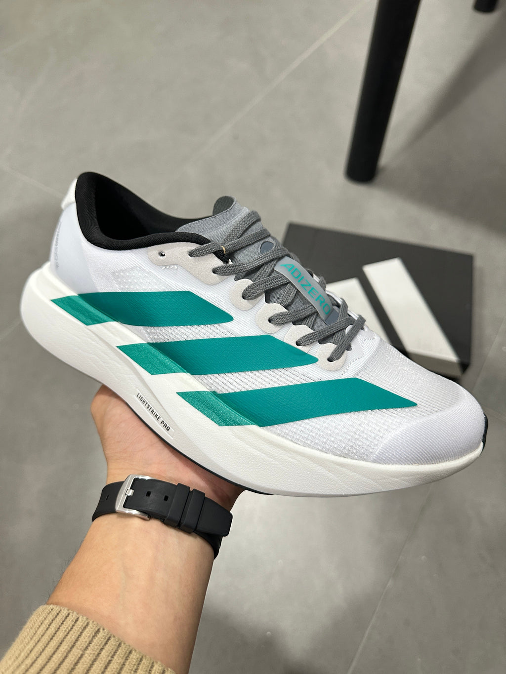 Adidas Lightstrike Pro Running Shoes in White Teal - product image from the listing.