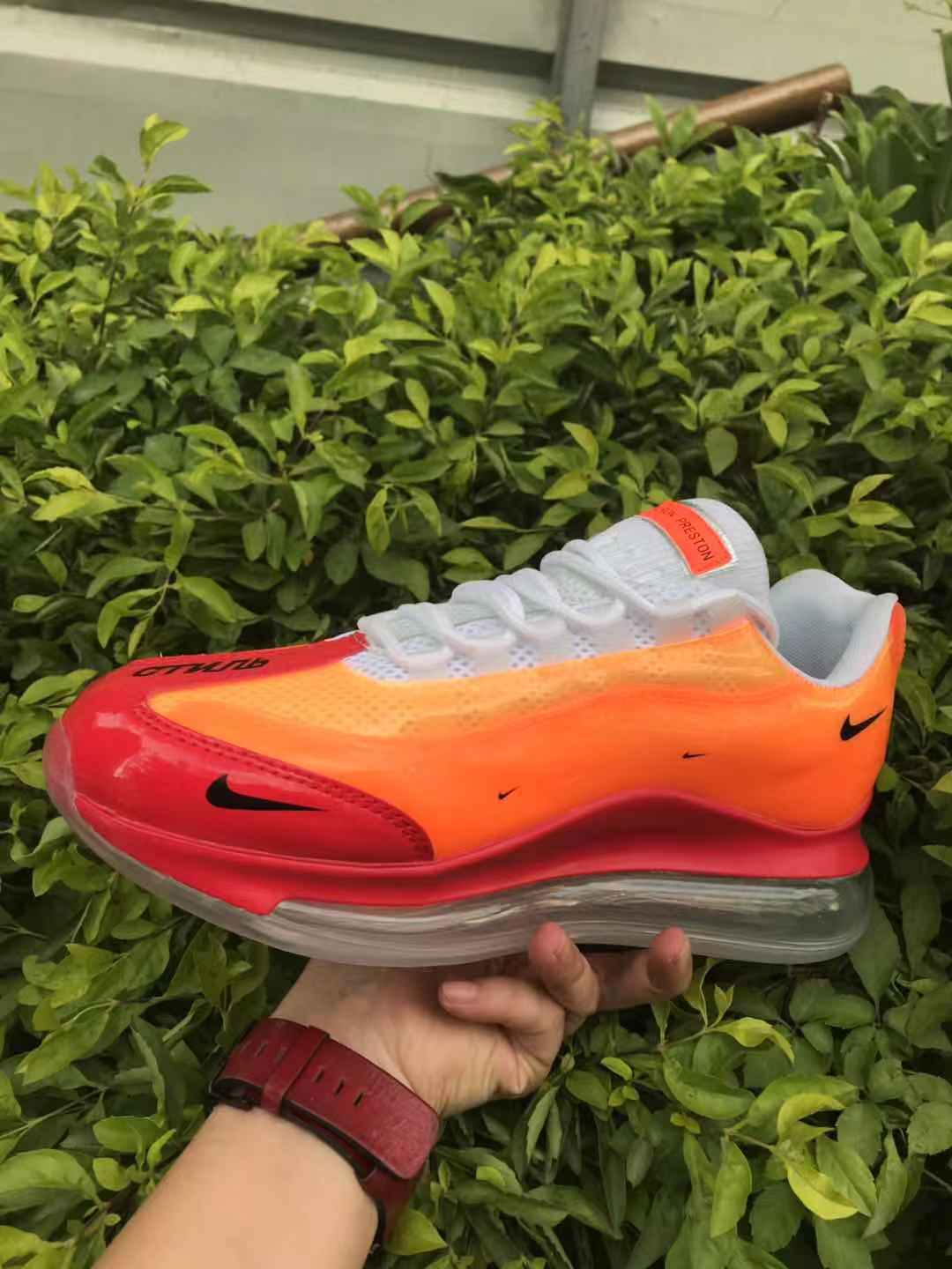 Orange and Red Nike Air Max 720 Sneakers - product image from the listing.