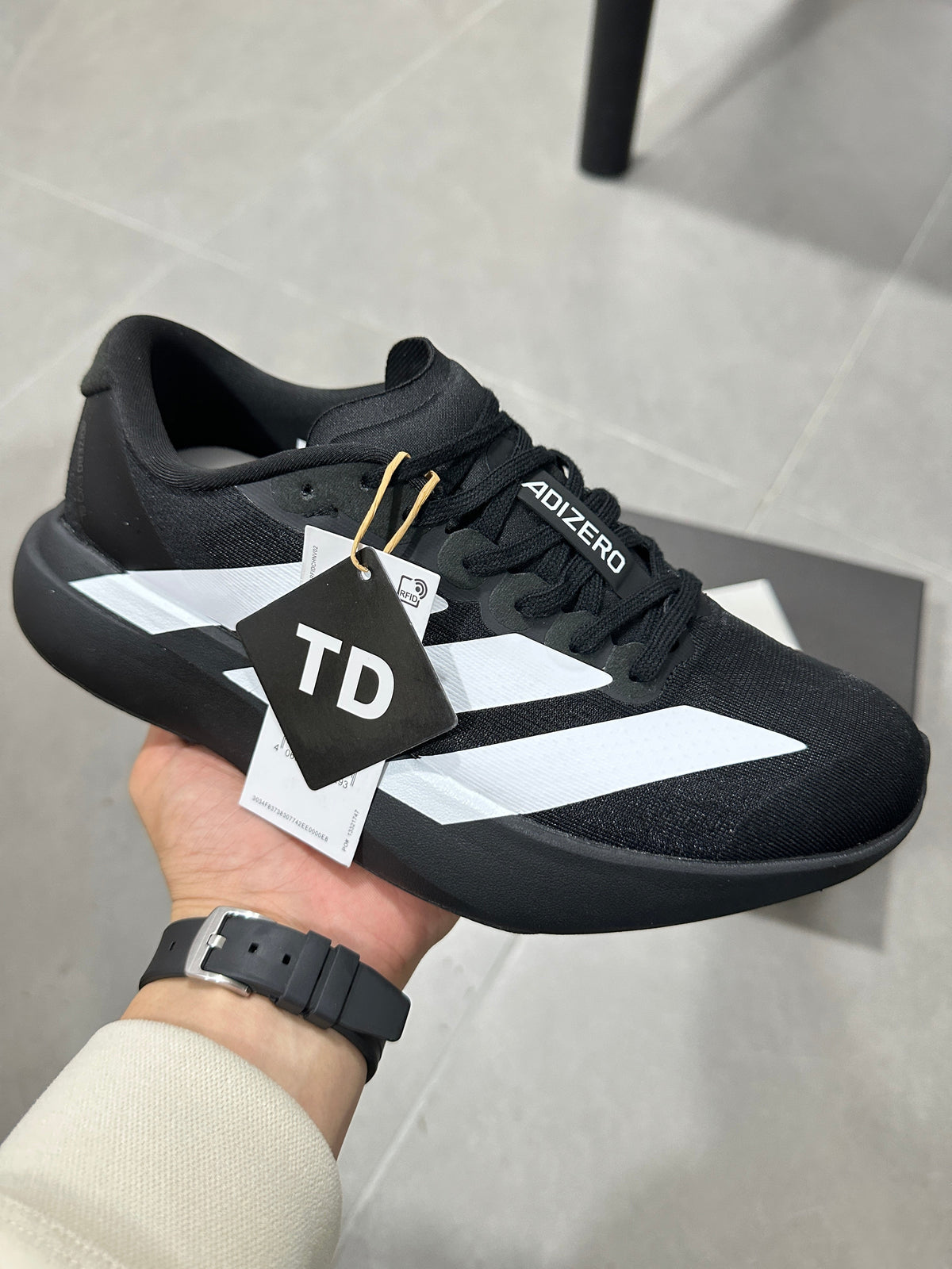 Adidas Adizero Lightstrike Pro Running Shoes in Black White - product image from the listing.