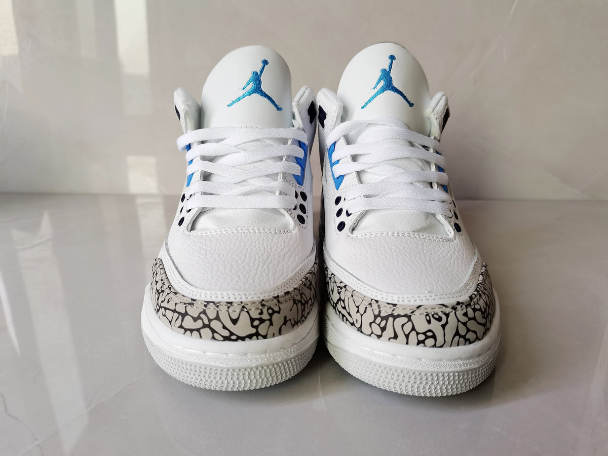 Air Jordan 3 Retro White Blue Sneakers - product image from the listing.