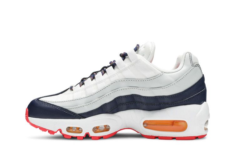 Women's Nike Air Max 95 Midnight Navy Pure Platinum Laser Orange - product image from the listing.