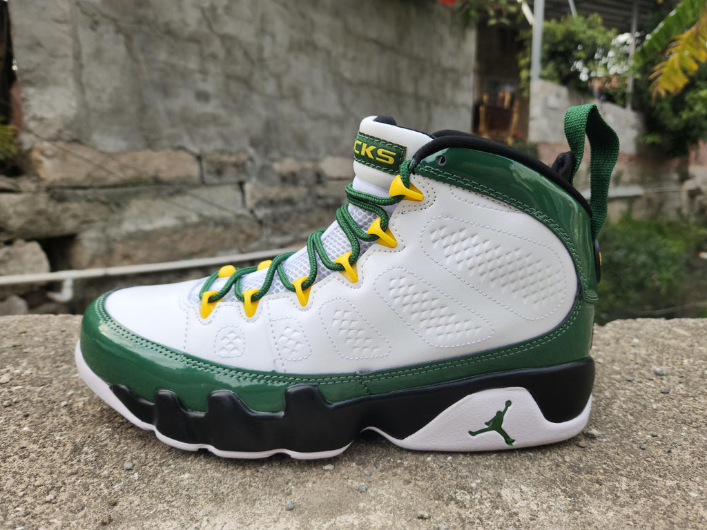 White/Green ("Olive Concord") - Air Jordan 9 Retro - product image from the listing.