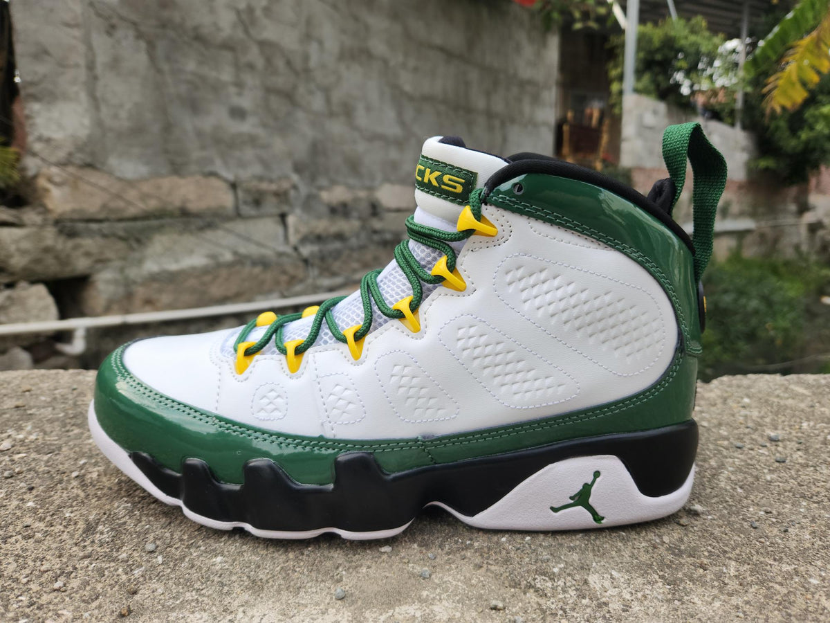 White/Green ("Olive Concord") - Air Jordan 9 Retro - product image from the listing.