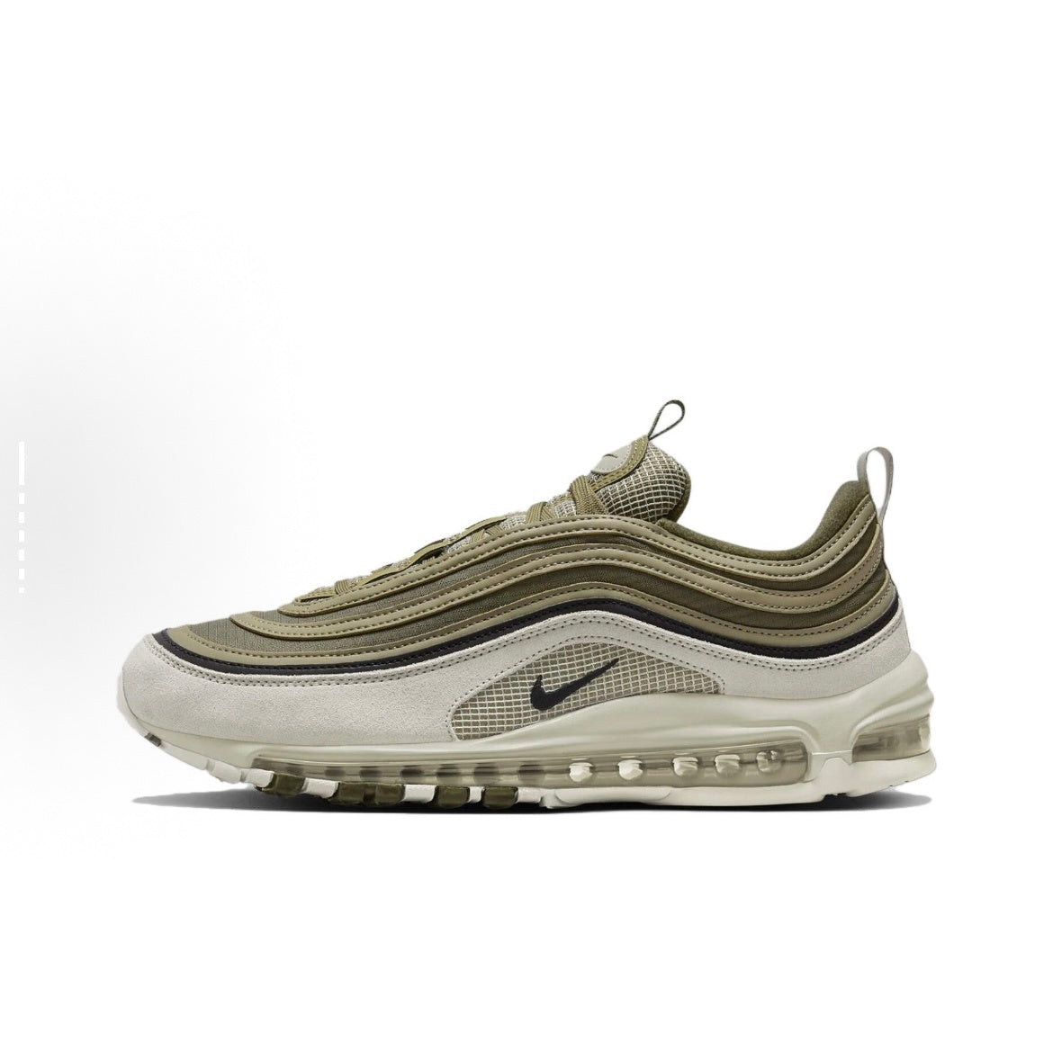 Sneakers, Olive Green and White, - Nike Air Max 97 FB9619-002 - product image from the listing.