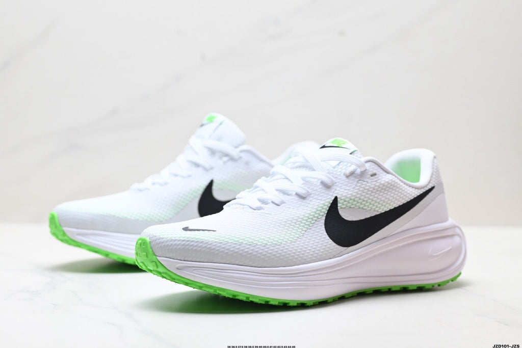 Nike Revolution 8 Running Shoes in White and Green - product image from the listing.
