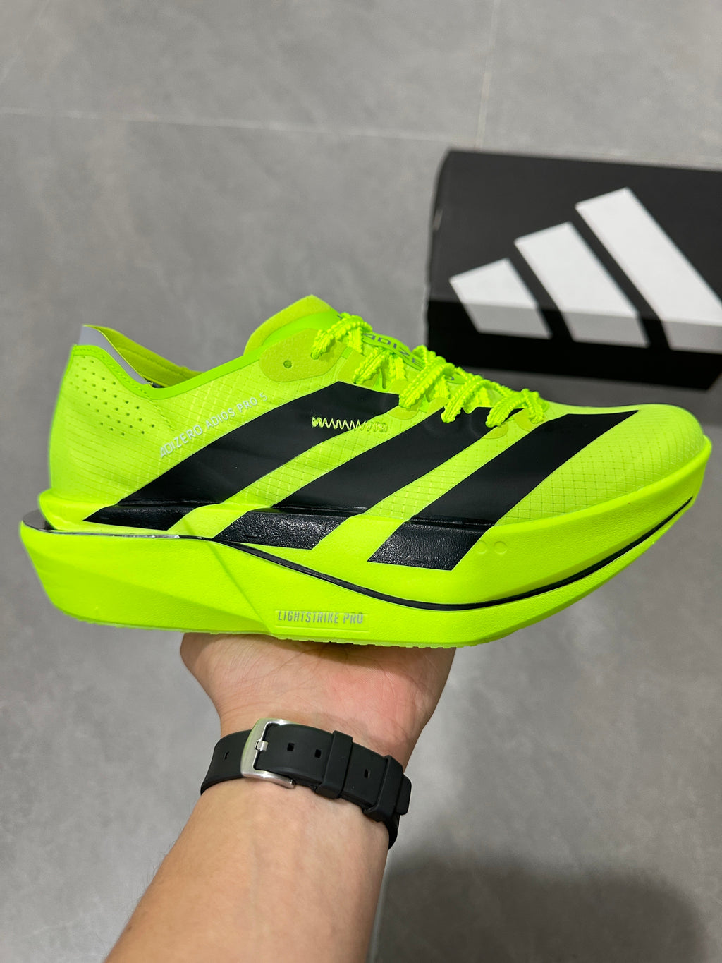 Adidas Lightstrike Pro Running Shoes in Neon in Yellow and Black KI8297 - product image from the listing.