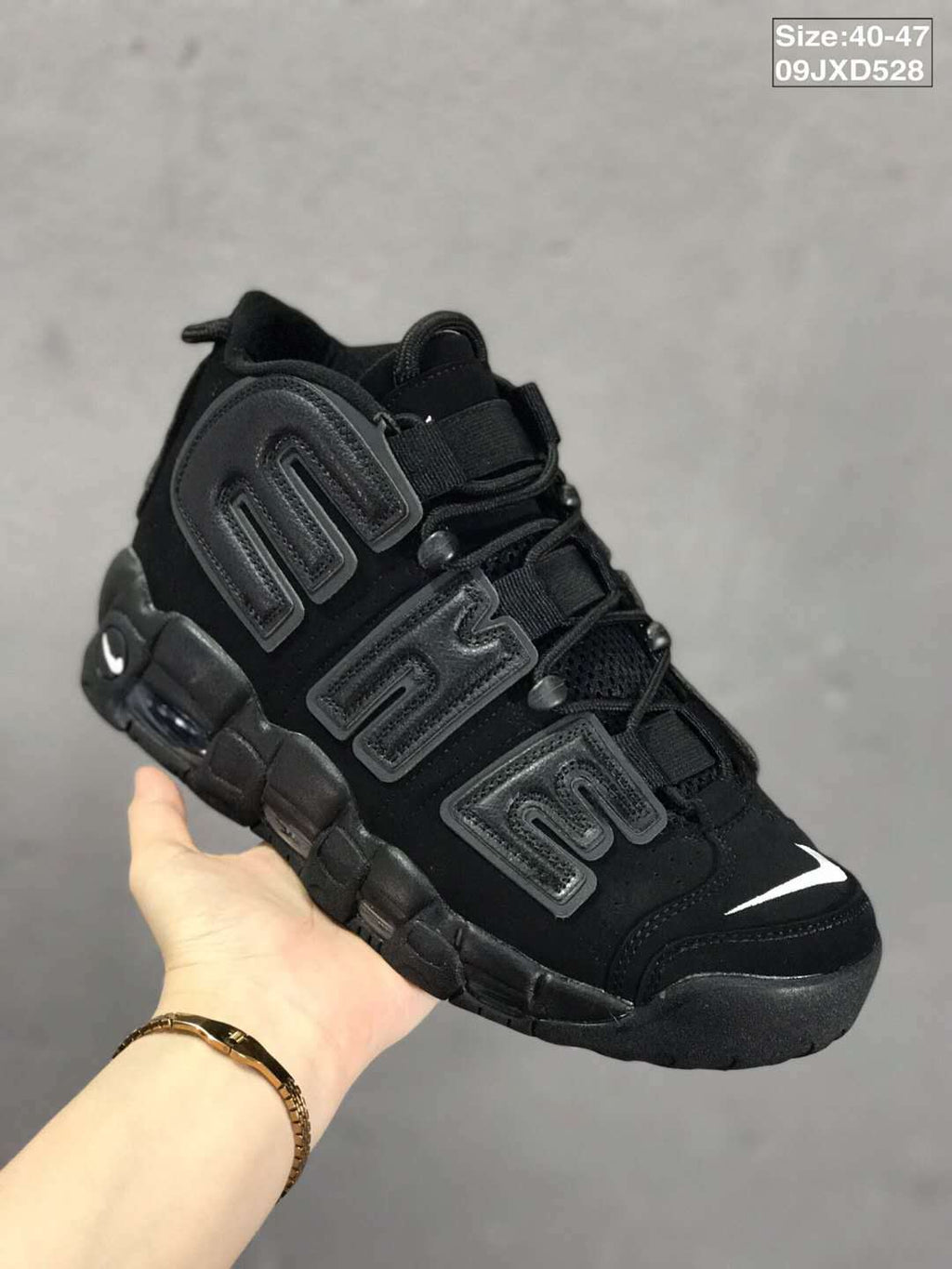 Nike Air More Uptempo Basketball Sneakers in Black 09JXD528 - product image from the listing.