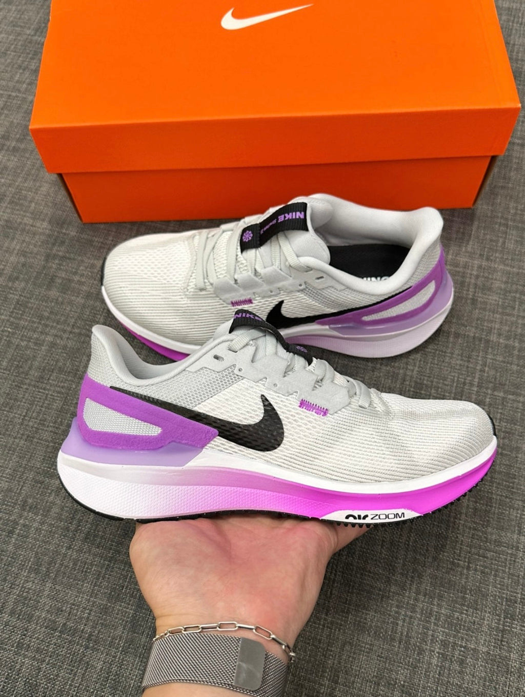 Nike Structure 25 Running Shoes in White Purple DJ7884-100 - product image from the listing.