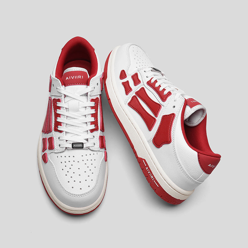 AIVIIRI Low-Top Sneakers in White and Red MFS003-124 - product image from the listing.