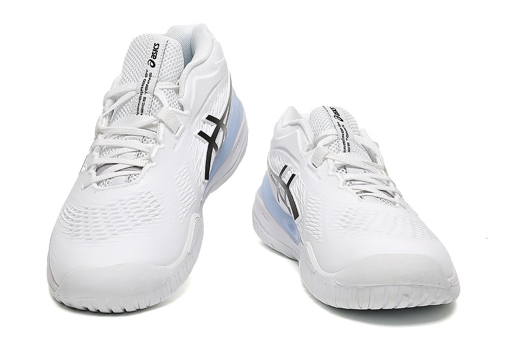 ASICS White and Black Court Trainers - product image from the listing.