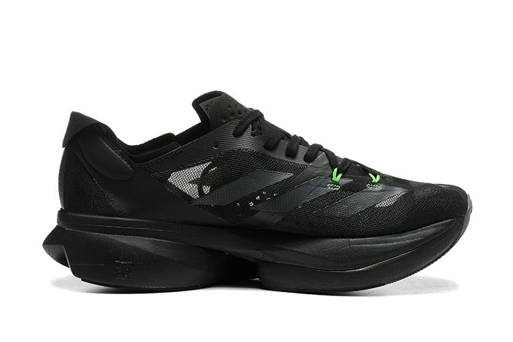 Adidas Adizero Shoes for Running, Black with Green Accents - product image from the listing.