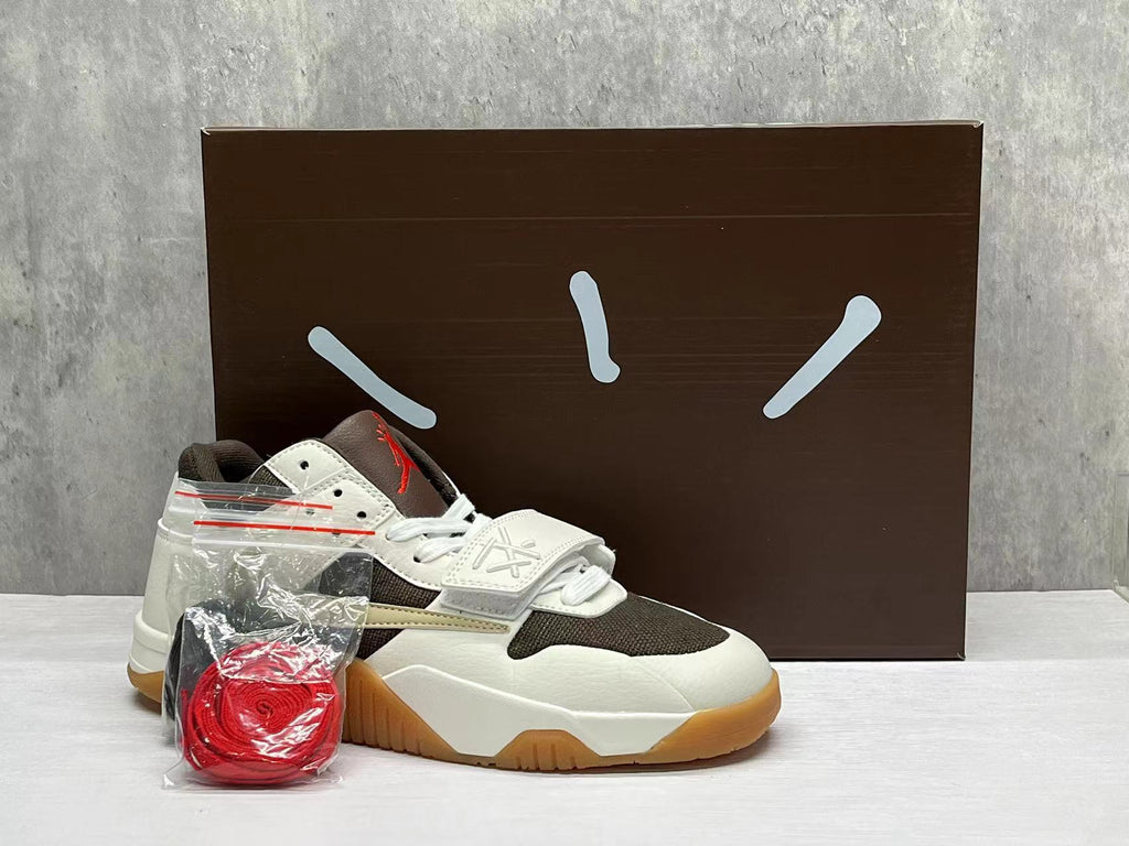 TS Reverse Swoosh Sneakers in White & Brown - product image from the listing.