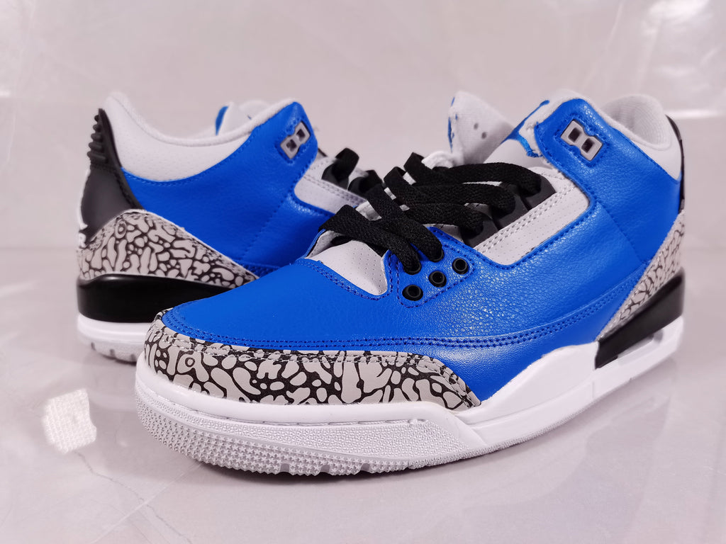 Air Jordan 3 Retro Blue Black and White Sneakers - product image from the listing.
