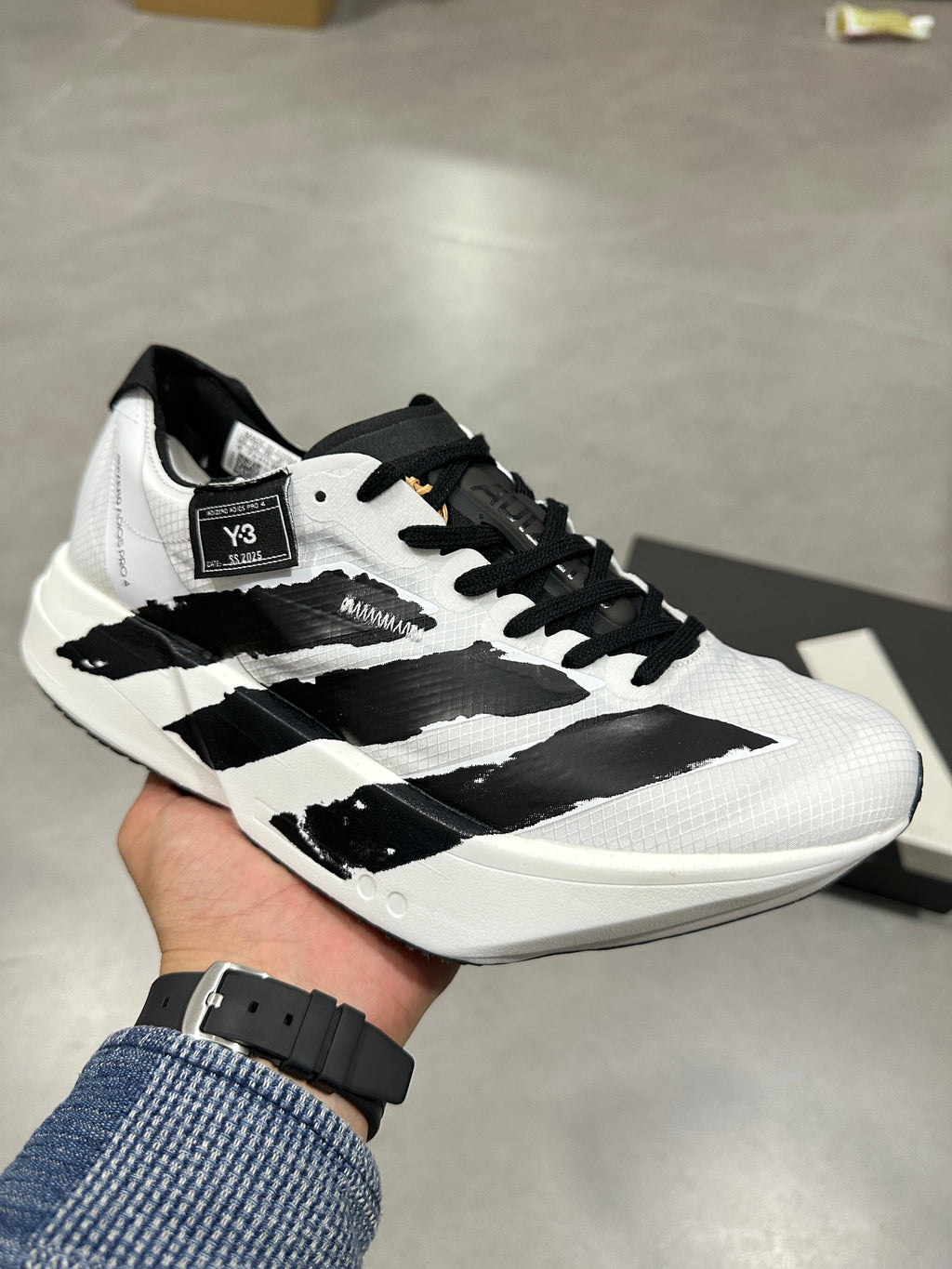 adidas Y-3 Adizero Running Shoes in White Black JR6658 - product image from the listing.