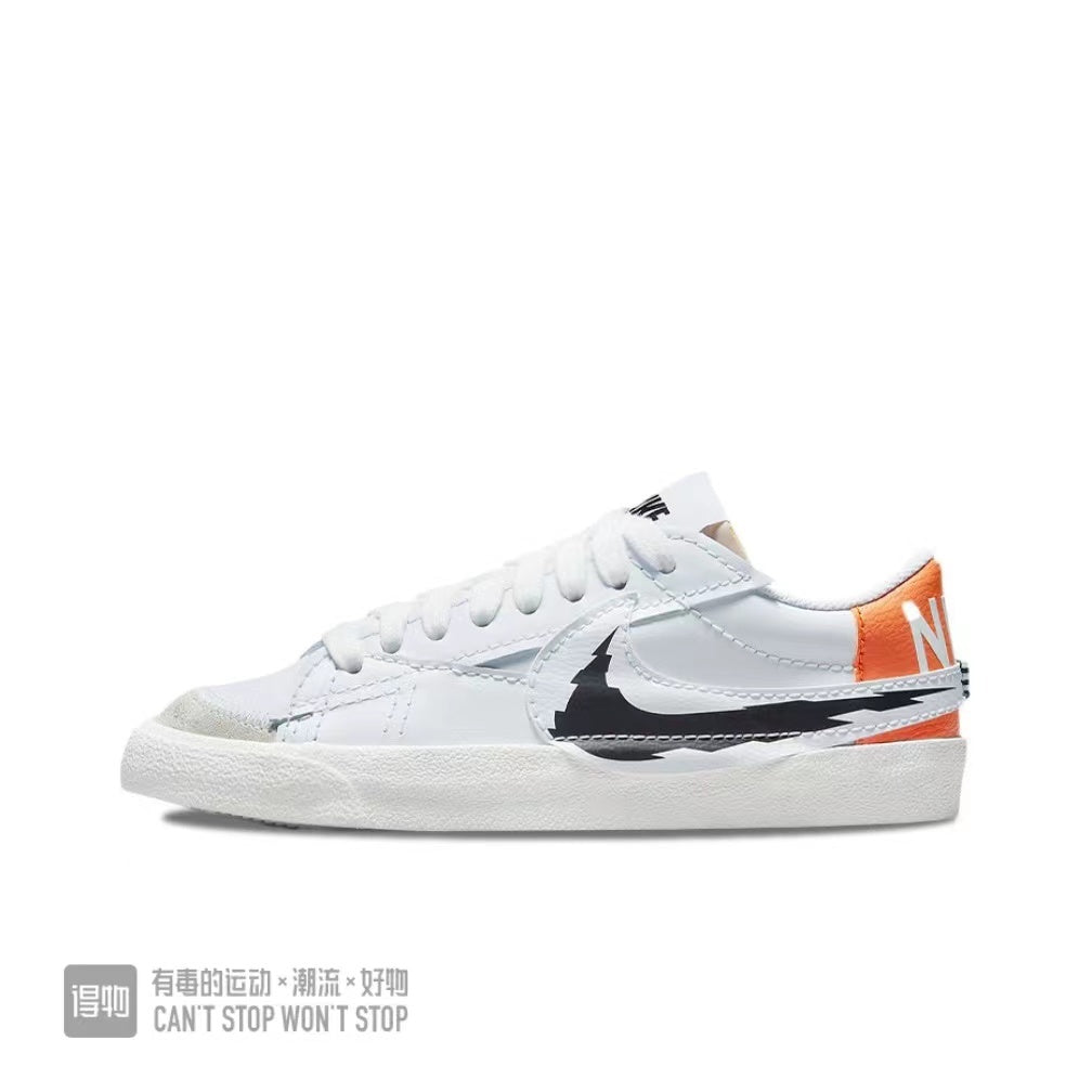 Nike Blazer Low 07 Sneakers in White Orange Black - product image from the listing.