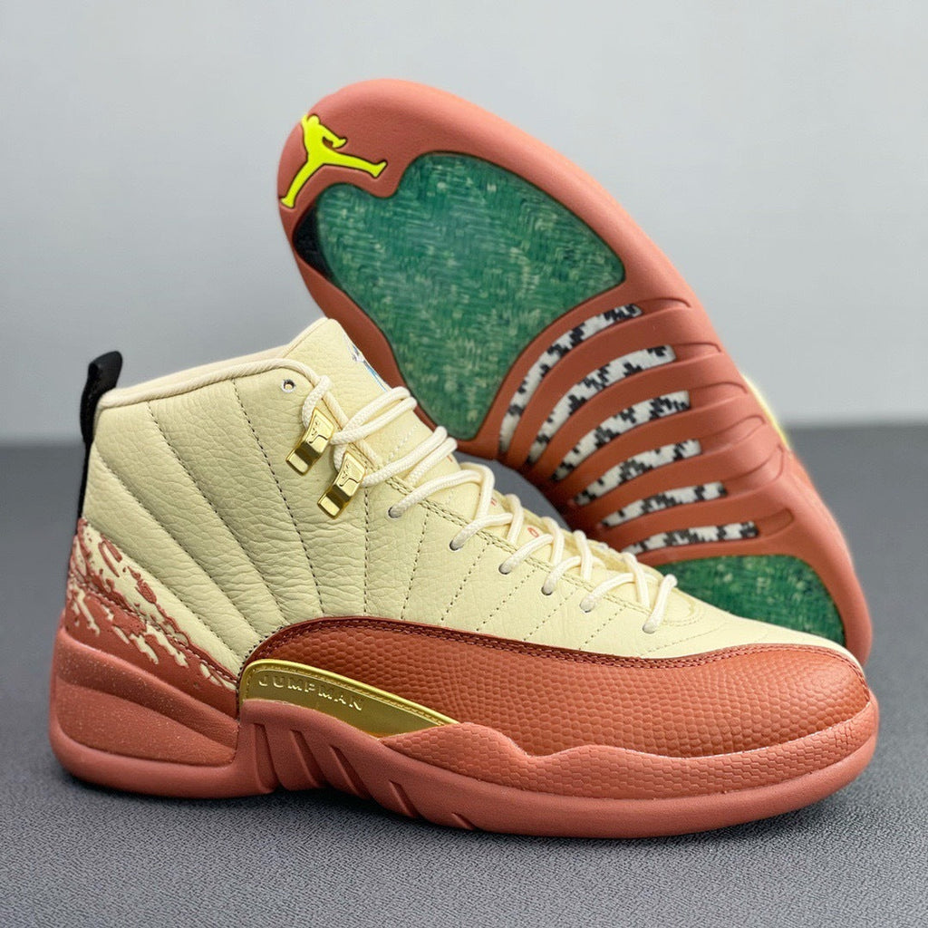 Jordan 12 Retro Eastside Golf Sneakers in Cream Brown DV1758-108 - product image from the listing.