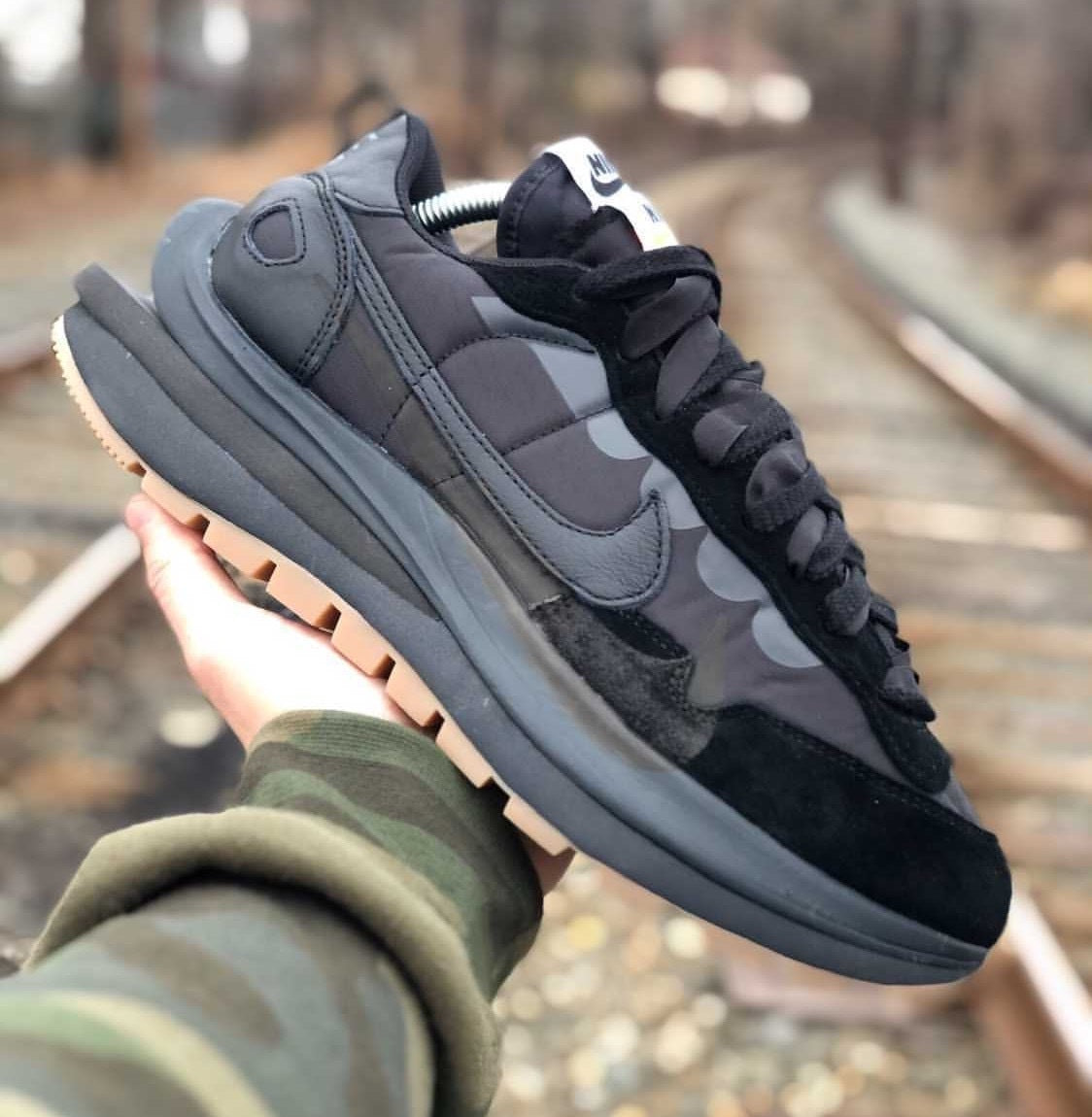 Nike x sacai VaporWaffle Sneakers in Black DD1875-001 - product image from the listing.