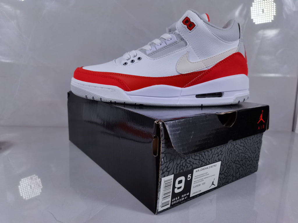 Air Jordan 3 Retro White Red Sneakers - product image from the listing.