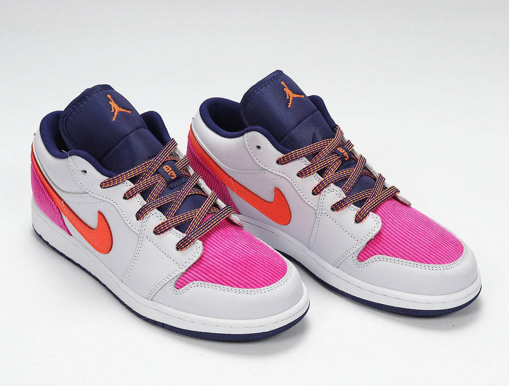 Jordan 1 Low SE Sneakers in Pink Gray Orange 554723-502 - product image from the listing.