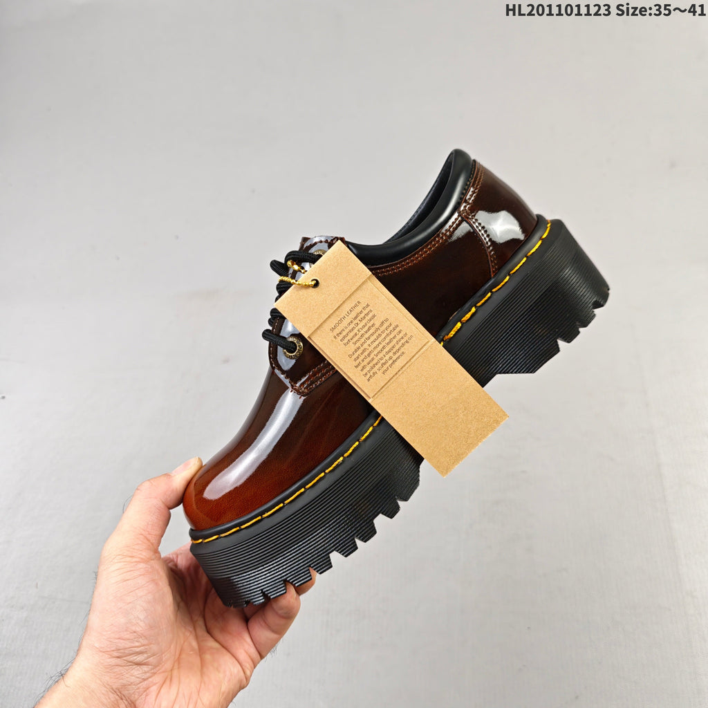 Dr. Martens 1461 Smooth Platform Shoes in Cherry in Brown - product image from the listing.