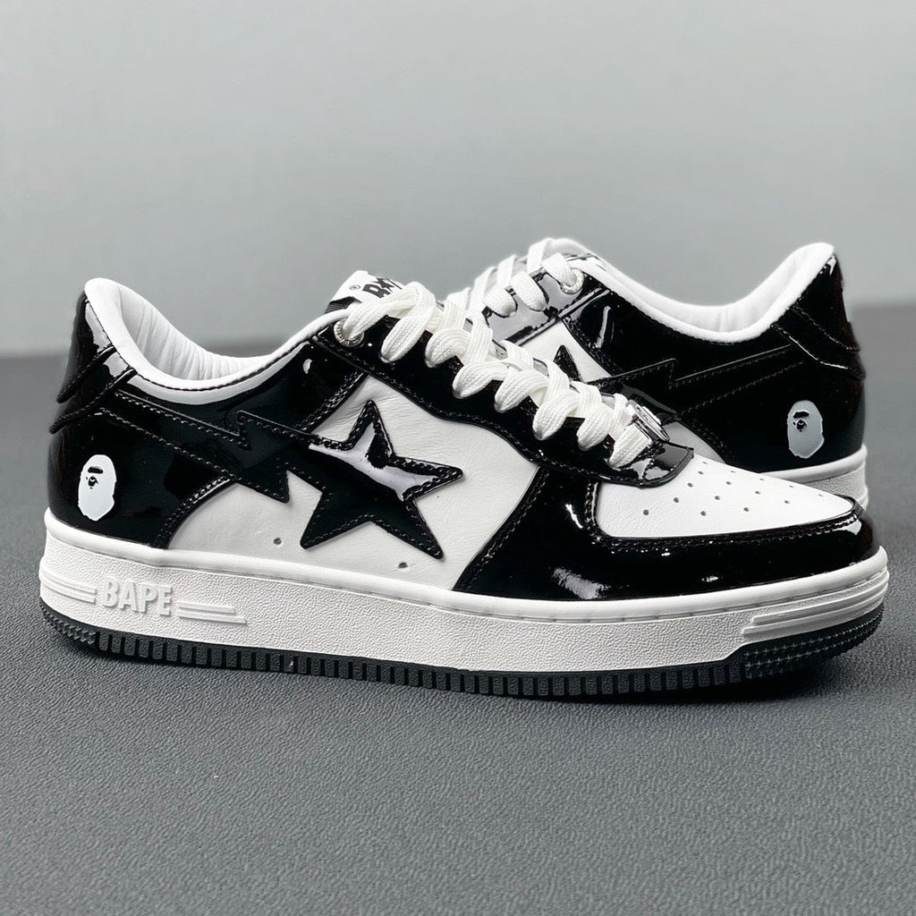 BAPE STA Low Sneakers in Black and White 1H70-191-001 - product image from the listing.