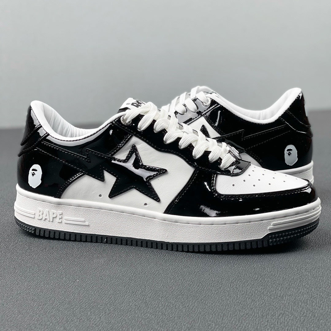 BAPE STA Low Sneakers in Black and White 1H70-191-001 - product image from the listing.