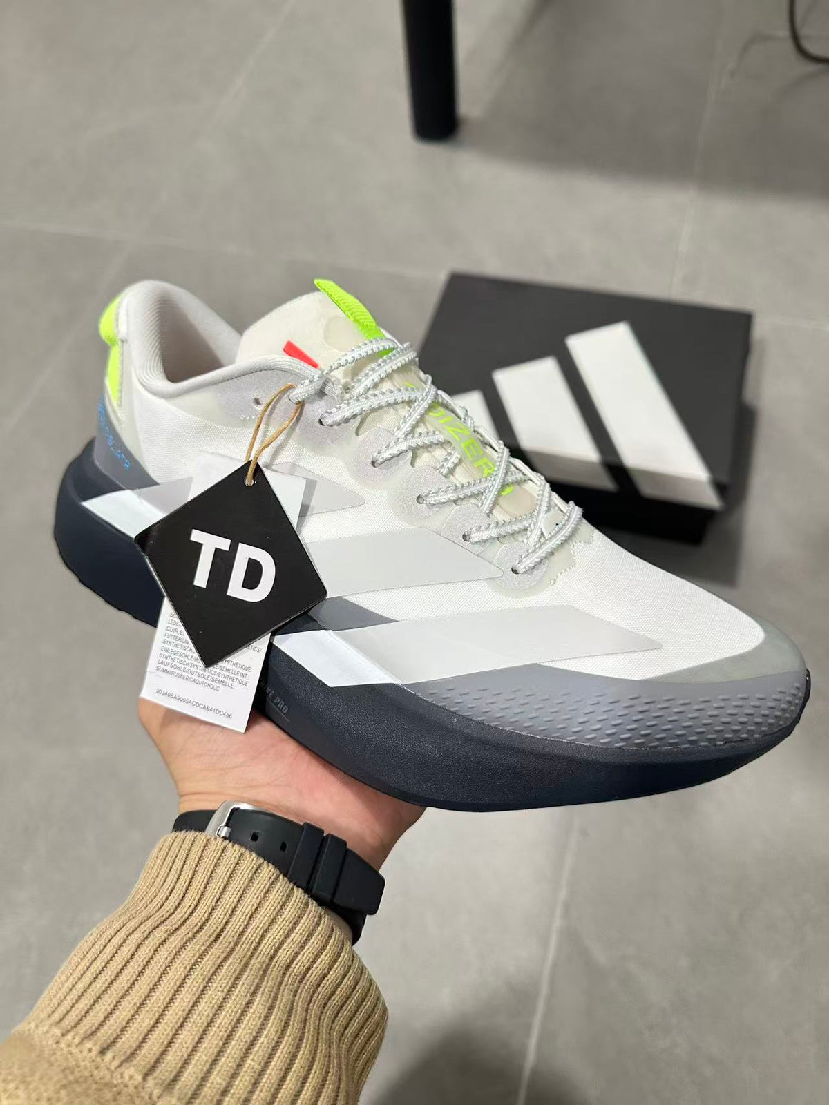Adidas Lightstrike Pro Shoes for Running White Grey Neon - product image from the listing.
