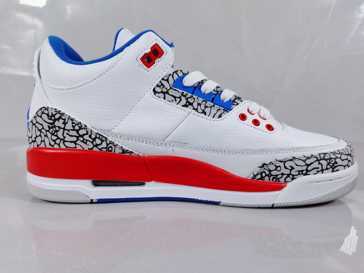 Jordan 3 Retro Sneakers in White Red Blue - product image from the listing.